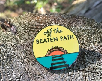 Explorer Pin, Wilderness Pin, Adventure Pin, Enamel Pin Sun, Lapel Pin, Hard Enamel Pin, Sunset Pin, Off the Beaten Path, Pin Badge