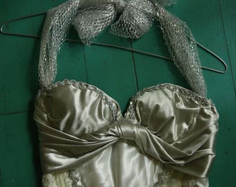 Handmade Raw Corset, Bridal Boudoir Corset, Bustier, Handmade Bustier, satin corset, bridal lingerie, handmande halter, photoshoot corset