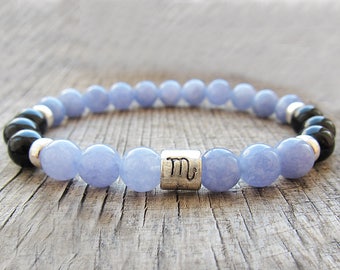 Scorpio bracelet Aquamarine bracelet Zodiac jewellery Scorpio gifts Zodiac bracelet Serenity bracelet Chakra bracelet Meditation bracelet