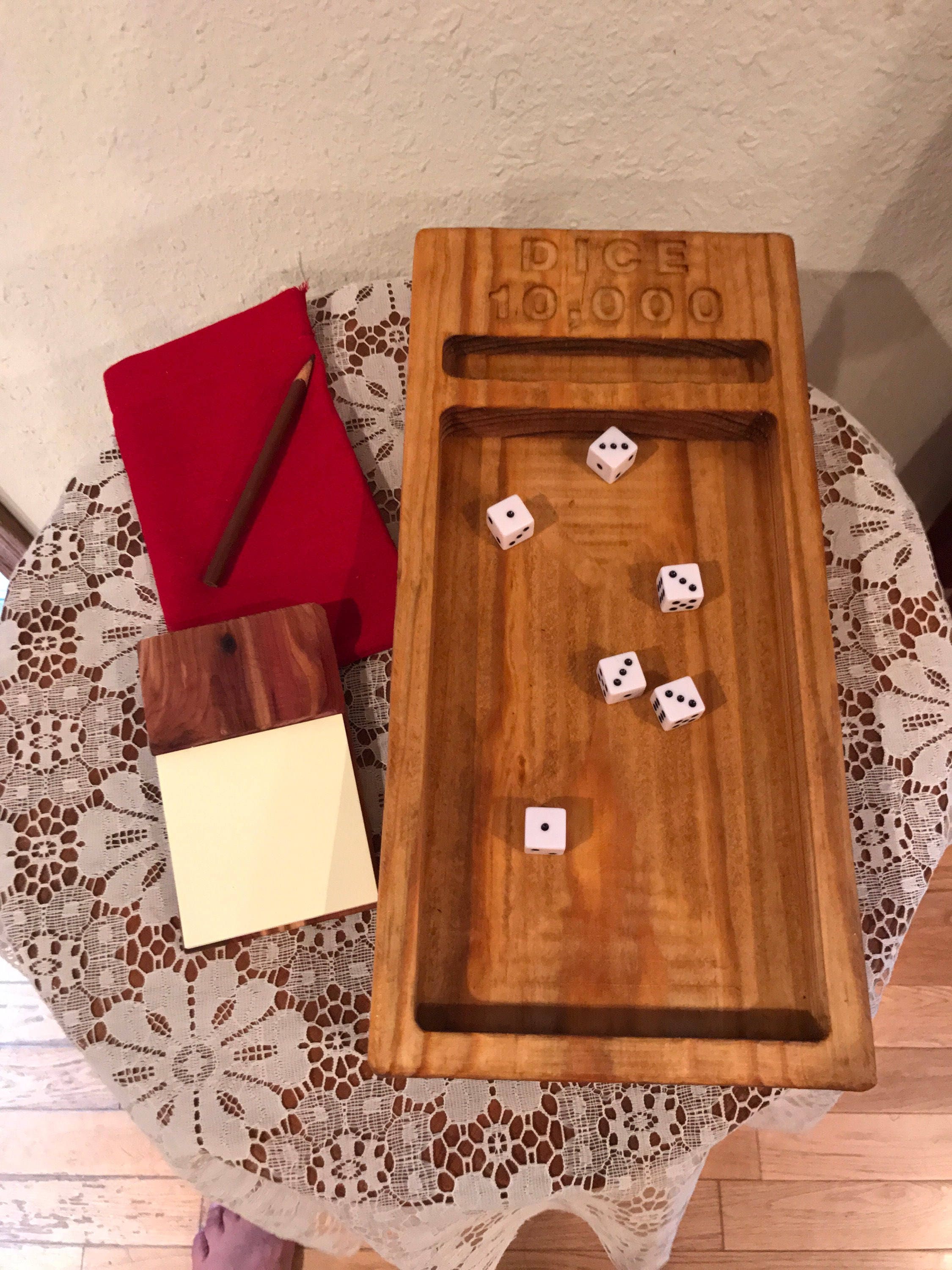 Dice Game Tray Compact Easy Storage Family Fun Pine Solid Pine
