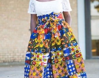 Patchwork Midi Skirt; African Clothing; African Skirt; the africanshop; ankara