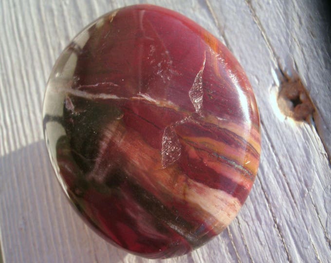 FABULOUS Red Petrified Wood Polished Palm Sphere, silicified wood, Madagascar, crystal healing, multi colored, crystal natural inclusions