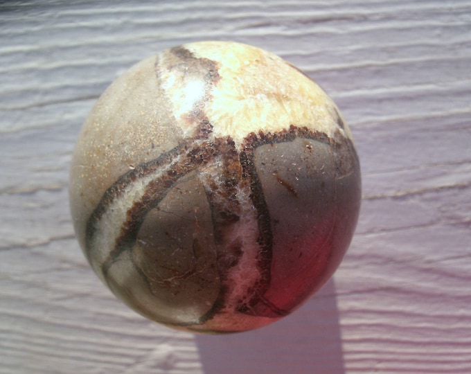 Septarian Polished Sphere, 212g, over 2", Dragon Stone, mineral Specimen display, crystal healing, meditation, Calcite, Aragonite, Limestone