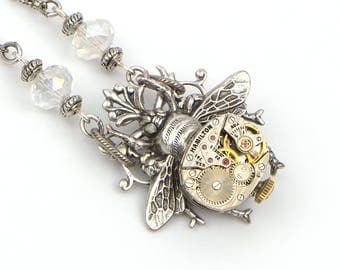 Steampunk Necklace, Steampunk Jewelry, Queen Bee Jewelry, Honey Bee Necklace, Bumble Bee Jewelry Necklace, Steampunk Jewelry Gift