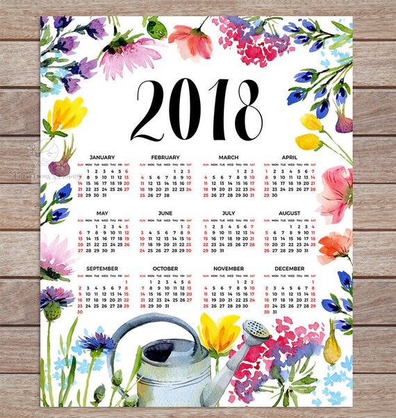 printable calendar 2018 yearly desk calendar poster