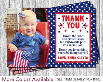 4th of July Birthday Thank You Card - Fourth of July Thank You Card