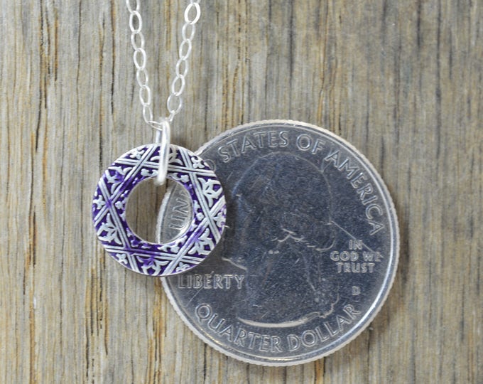Moroccan Coin Necklace, Purple Coin Necklace, Coin Art, Morocco, Silver Coin, Moroccan Art, Boho Necklace, Two-Sided, Coin Charm, Charm