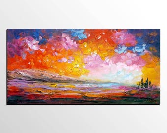 Oil Painting, Living Room Wall Art, Canvas Art, Modern Art, Abstract Art, Abstract Oil Painting, Heavy Texture Art, Landscape Art