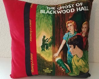 Nancy Drew pillow cover, Nancy Drew books, The Ghost of Blackwood Hall, decorative pillow, throw pillow, gift pillow, vintage books, books
