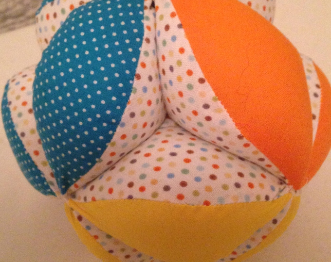 Montessori Infant Puzzle Ball Gender Neutral Cloth Clutch Ball. Geometric Sensory Learning Toy. Soft and Safe for indoor Kid's and Baby Play