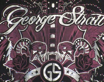 Women's Top. George Strait Shirt. Vintage T-shirt. Graphic Tee. Retro Black Large. Country Music. Guitar Musician. Country Streetwear Chic.