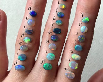 Australian Opal "Taylor" rings; Sterling silver Opal ring; 14K yellow gold Opal ring