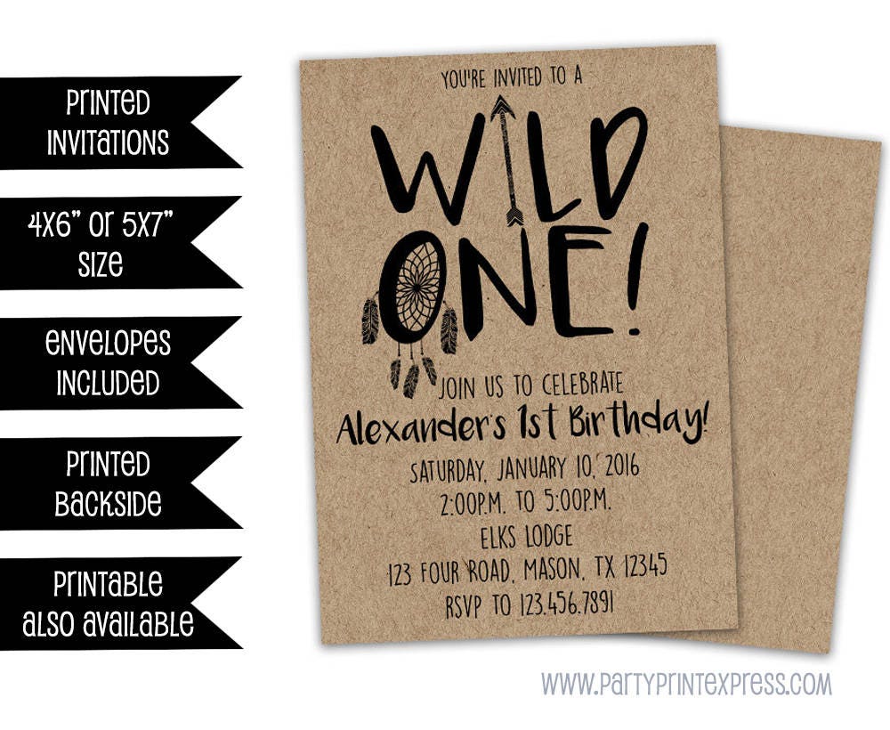 Wild One Birthday Invitation 1st Birthday Invitation