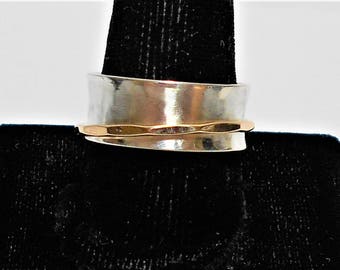 Spinner Ring, Silver Spinner Ring, Sterling Silver Spinner Ring, Sterling Silver and Gold Spinner Ring