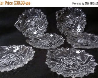 Lot of 6 Pressed Glass Individual Appetizer, Dessert, Salad Dishes (447)
