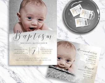 Baptism Invitation, Modern, Baptism Party Ideas, Baptism, Christening Invite, Boy Baptism, Baptism Invitation Girl, Baptism Invitations