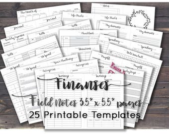 Field Notes inserts travelers notebook wallet insert printable tn money organizer budget planner binder pocket book. Any Re-size is FREE!