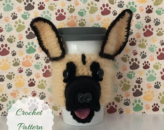 Crochet German Shepherd - Mug Cozy Pattern - Crochet Dog Pattern - Dog Crochet Pattern - Crochet Pattern - PDF Pattern - Amigurumi Pattern