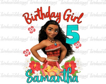 Polynesian Princess - Moana - Digital Iron On - Emailed File DIY - You Print