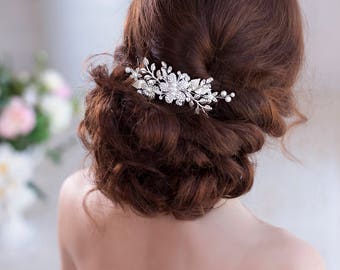 Silver hair comb Leaf hair comb Wedding hair comb Bridal hair comb Flower hair comb Crystal hair comb Bridal comb Wedding comb Silver comb