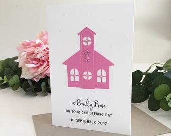 Baptism Gift Girl, Baptism Keepsake, Christening Card, Unique Infant Baptism Gifts, Personalised Christening Gift, Baptism Gift Card, Pink