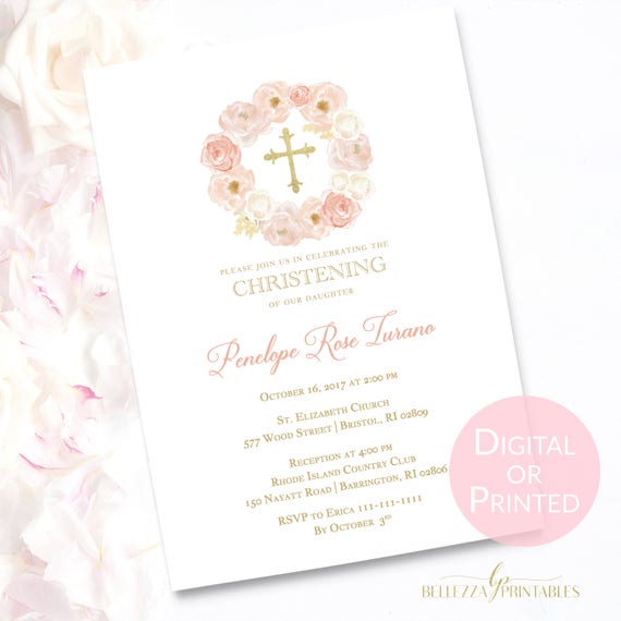 baptism invitation christening invitation girl religious