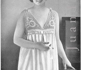 Antique crochet patterns PDF 1920s nightgowns, filet crochet edgings, lingerie pattern, flapper, slipovers, slippers, collar