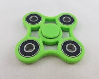 Lime Green Fidget Spinner 3D Printed Quad Hand Spinner
