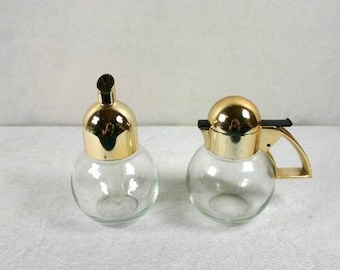 Sugar Dispenser And Creamer STOHA Germany Vintage Sugar Bowl Vintage Glass Sugar Dispenser Gold And Clear Glass