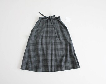 70s plaid skirt | wrap skirt | grey and blue plaid skirt