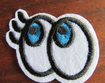 Comic eyes application,cartoon eyes sewing Comic-Augen Nähen,yeux dessin animé couture,cartone animato occhi cucire,sarjakuva silmät ompelu