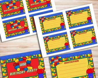 Lego Invitation, Lego Birthday, Lego Party, Lego Invite, Lego Invitations, Lego Invites, Lego Printable, Invitation Lego, Birthday Lego