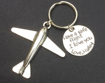 Have a safe flight Keychain, Pilot Gift, Airplane Keychain, Airplane, Traveling Keychain, Gift for Flight Attendant, Travel gift