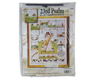 23rd Psalm - 16" x 20" Counted Cross Stitch Kit - Design Works Crafts 2538 - I shall not want Cross Stitch Kit - Psalm 23 cross stitch kit