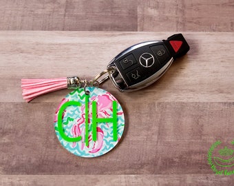 Monogrammed Keychain w/ Tassel - 2.35" Inch , Lobstah Roll, Gift for her, Monogram Keychain Tassel