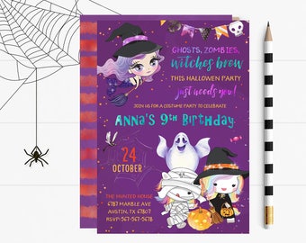 Halloween Birthday Invites, Halloween Invite, Halloween Birthday Party Invitation, Halloween Invite, Halloween Birthday Party Printable,