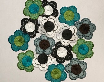 Faux Satin Flower Appliques Assorted Colors - Set of 25!