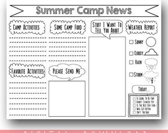 PRINTABLE Camp Stationary / Camp Stationery Print Your Own / Printable Summer Camp Stationary / Letter From Camp DIY / Instant DOWNLOAD
