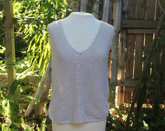 Vintage Beige Crochet Tank Top - M/L