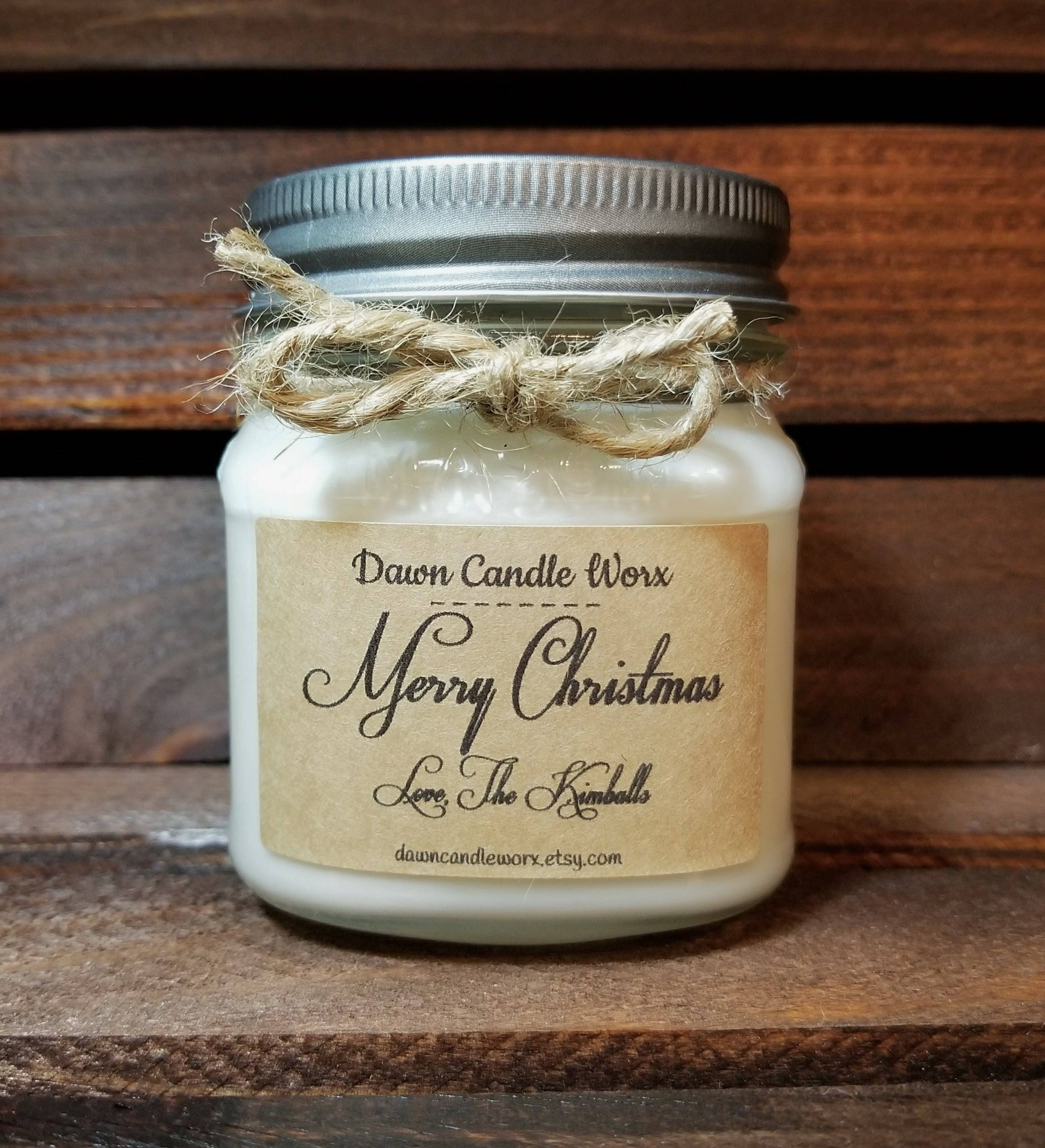 8 oz Christmas Candle Personalized Candles Holiday Gifts