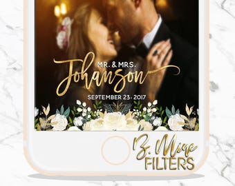 Wedding Snapchat Geofilter, Wedding Snapchat Filter, Custom Snapchat Geofilter, Floral Snapchat Filter, Greenery Snapchat, Ivory Snapchat