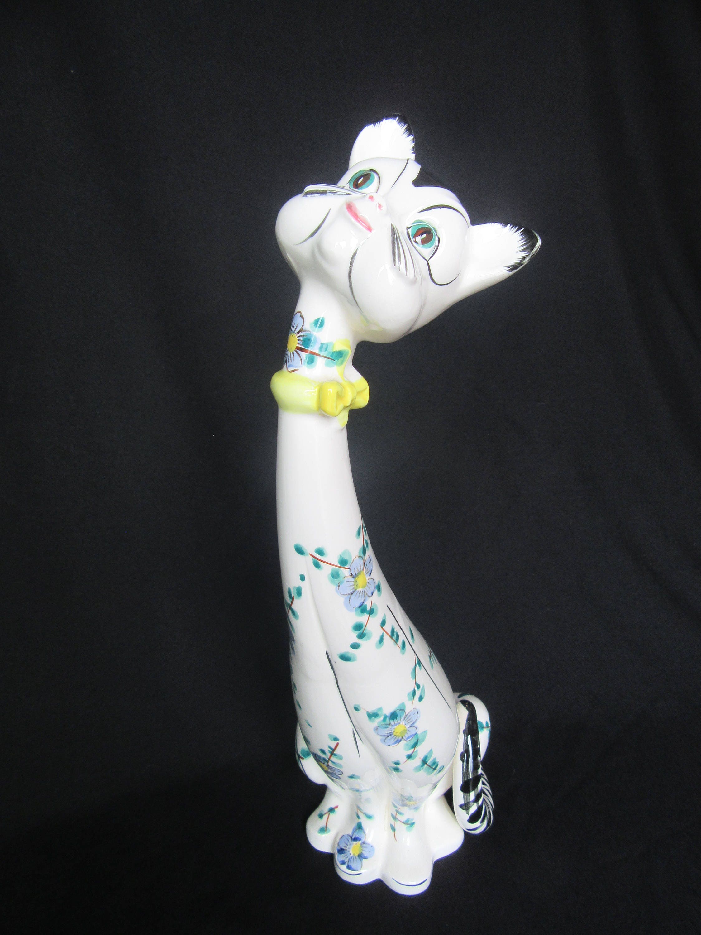Floral Painted Cat Figurine by Embassy Quality Products