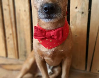 Christmas Dog Bandana, Christmas Dog Collar, Holiday Dog Bowtie, Christmas Dog outfit, Christmas Dog Clothes, Dog Party Outfit, Xmas Costume