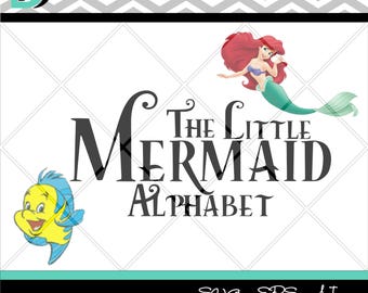 The Little Mermaid Alphabet svg, Letters svg, Numbers svg, Disney svg, svg files for Cricut,svg Fonts, Silhouette Studio, Cutting Files svg.
