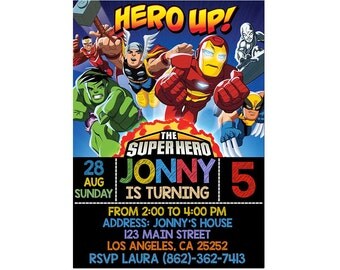 Superhero Invitation, Superhero Birthday Party, Superhero Printable, Superhero Birthday Invitation, Personalized, Printable.