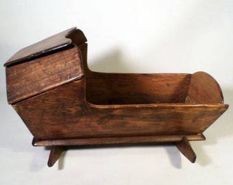 oak doll cradle