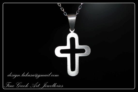Cross Sterling Silver Handmade Jewelry Fine Greek Art Baby boy girl Shower Day Mother Religious Baptism Christian Gift Men Collection Unisex