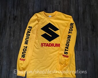 Stadium Tour Justin Bieber Tee Shirt Gold Gildan Stadium Tour Long Sleeve T-Shirt Merch