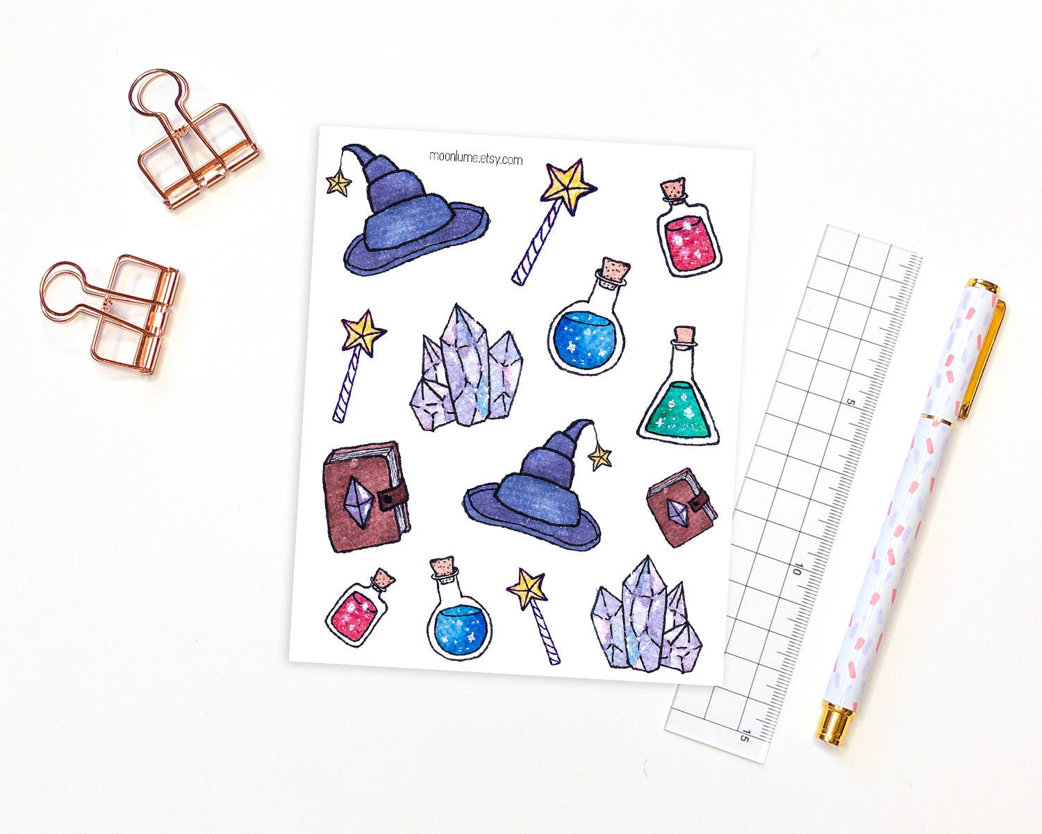 Magic themed stickers 14 decorative fantasy stickers for