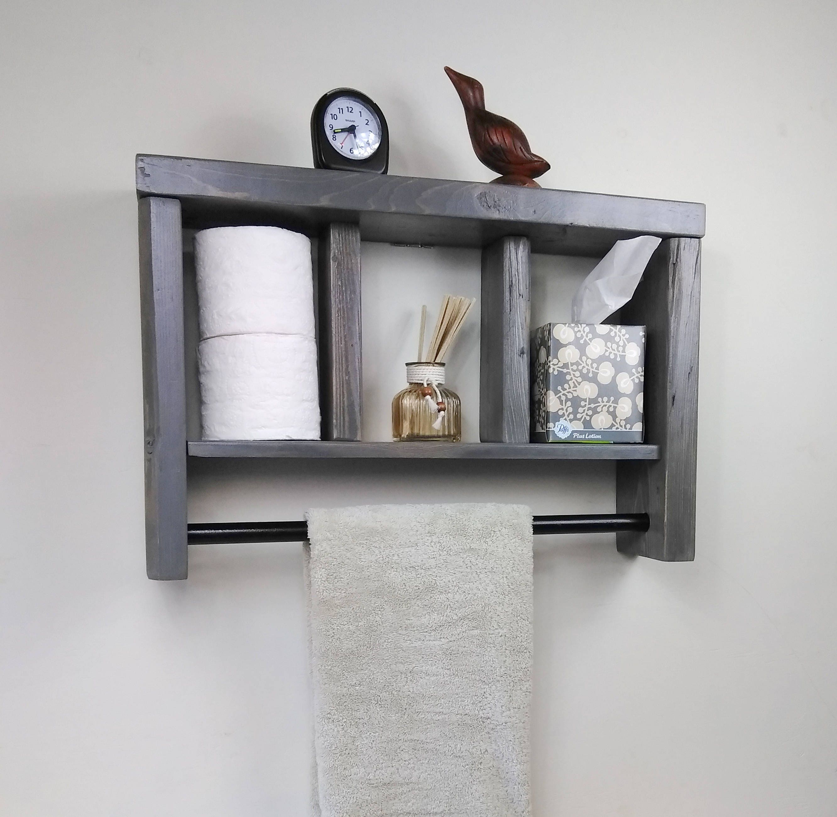 Gray Industrial Bathroom Shelves Bathroom Wall Shelf With